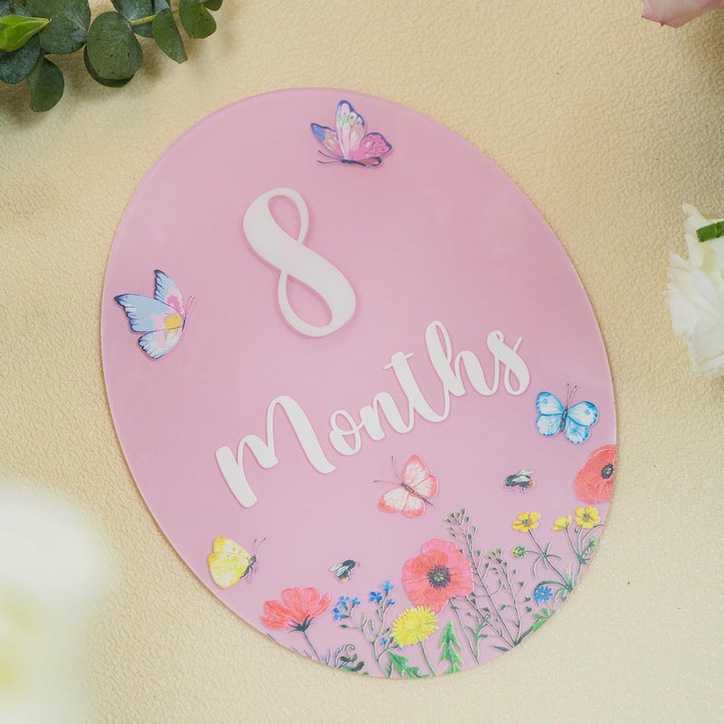 HONOCOOLS Store Baby Monthly Milestone Sign - Acrylic Baby Monthly Milestone Card - Newborn Photography Props to Document Your Baby´s Growth - Baby Announcement Sign (B11) - Image 4
